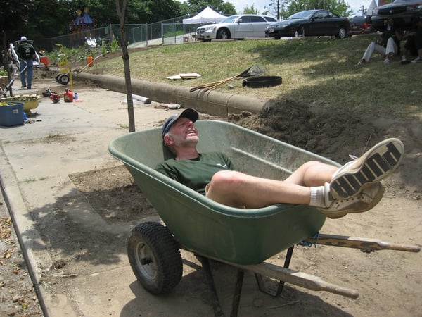 David Goldner takes a break from volunteering at Parks and People Foundation